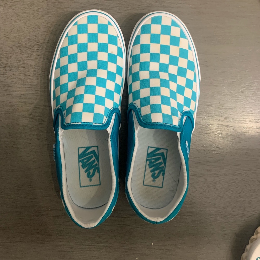 Checkered Blue and WhiteVans Size 7